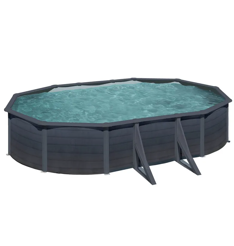 PISCINE ACIER 6,10x3,75 H 1,20 GRAPHITE