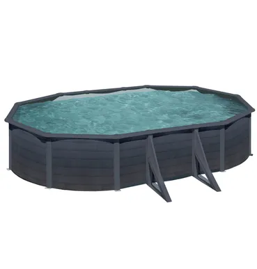 PISCINE ACIER 6,10x3,75 H 1,32 GRAPHITE BRONZE