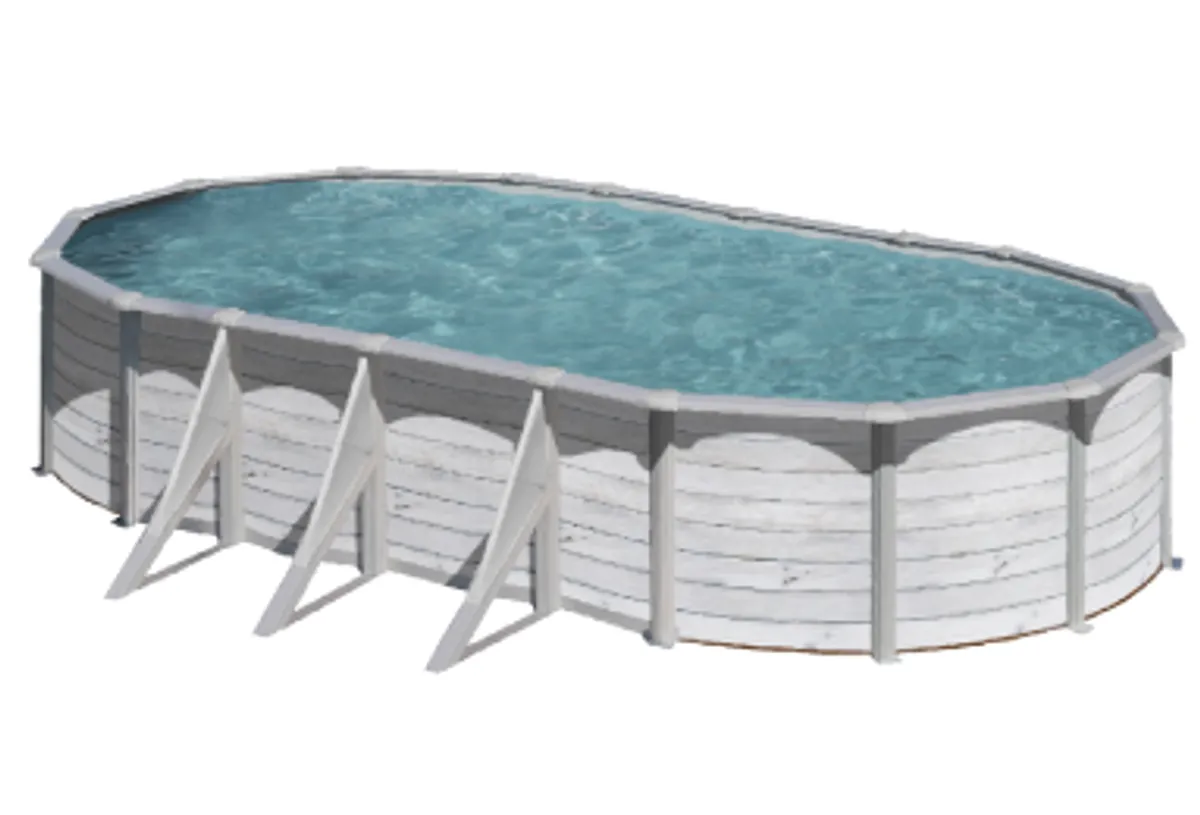 PISCINE ACIER 6,10x3,75 H 1,32 CERUSE LUXE