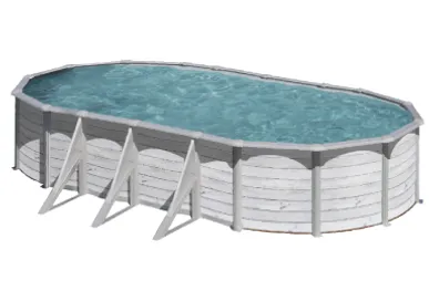 PISCINE ACIER 6,10x3,75 H 1,32 CERUSE LUXE