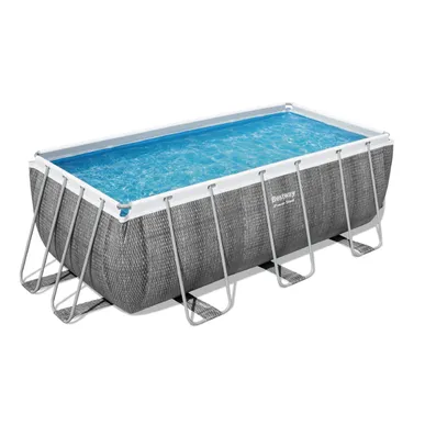 PISCINE BESTWAY POWER STEEL RECT 4,12x2,01 H 1,22 ROTIN TRESSE GRIS