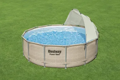 PISCINE BESTWAY POWER STEEL RONDE 3,96x1,07  ROTIN BEIGE