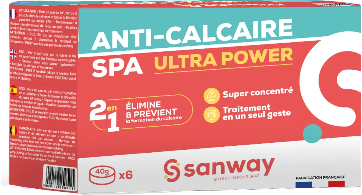 ANTI CALCAIRE SPA PASTILLES SANWAY (6X40GR)