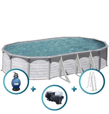 PISCINE ACIER 6,10x3,75 H 1,32 CERUSE BRONZE