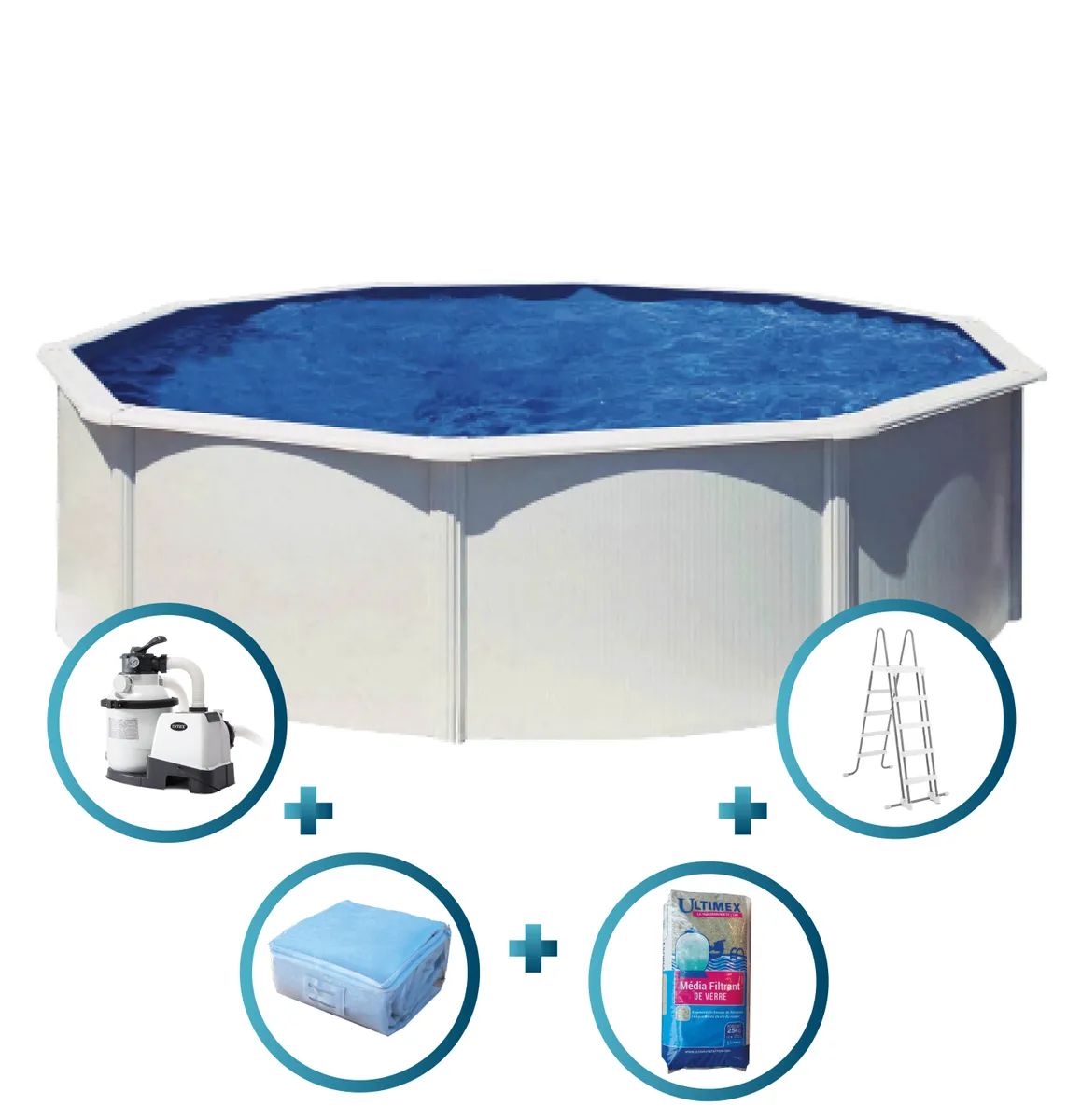 PISCINE ACIER 4,60 H 1,20 SILVER