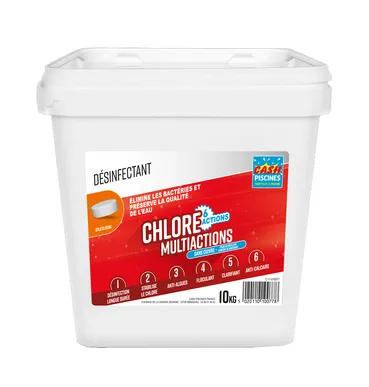 CHLORE MULTIACTIONS 10KG SANS CUIVRE 6 ACTIONS