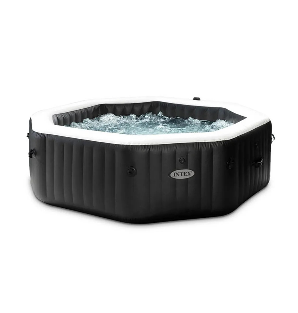 STRUCTURE SPA A BULLES + JETS GONFLABLE INTEX OCTO NOIR 6 PLACES