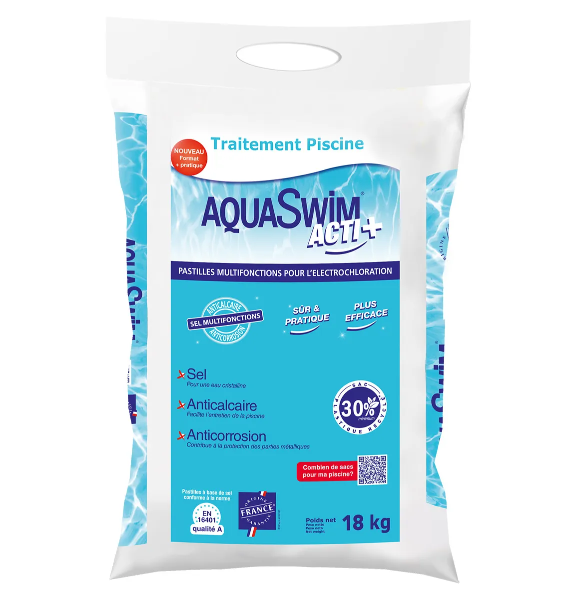 SEL AQUASWIM ACTI+ 18KG  SANS STABILISANT 3 EN 1